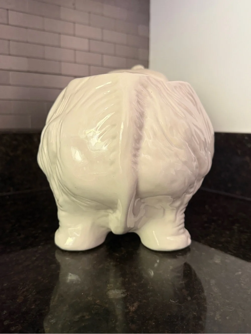 Vintage USA Pottery White Elephant Planter | Large Glossy Ceramic Cachepot | 12”